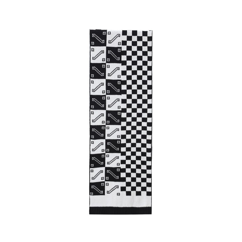 New autumn and winter wool scarf Korean version of male and female student couple acrylic knitted plaid scarf