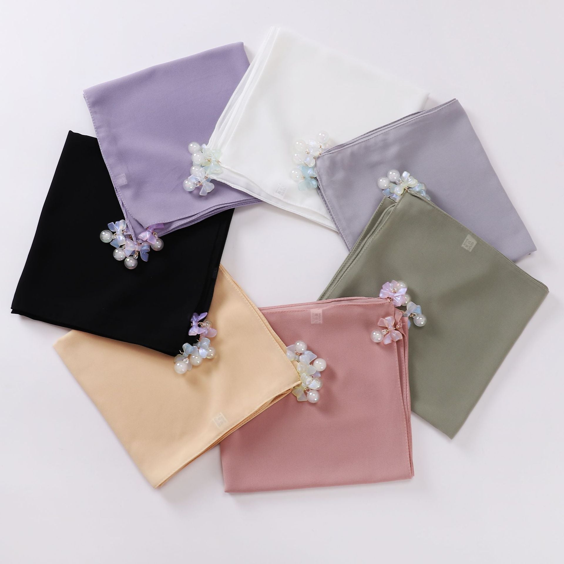 Pearl chiffon square scarf 90 * 90cm Hijab MMalaysia headscarf
