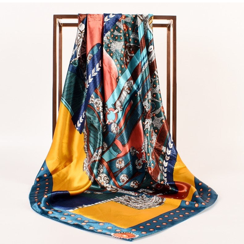 Autumn and winter new street 90 * 90 fashion satin square scarf, silk scarf, scarf, shawl