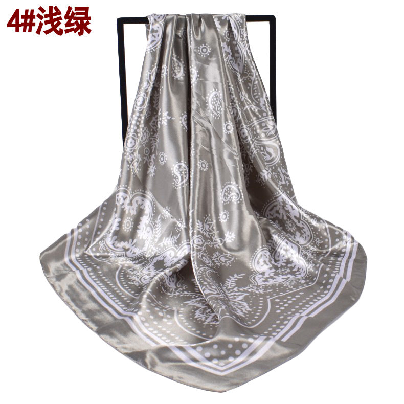 Spring new retro paisley pattern printed 90cm square silk scarf, European and American fashion scarf