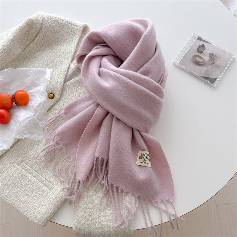 Autumn and winter new double-sided imitation cashmere scarf women's solid color long shawl scarf