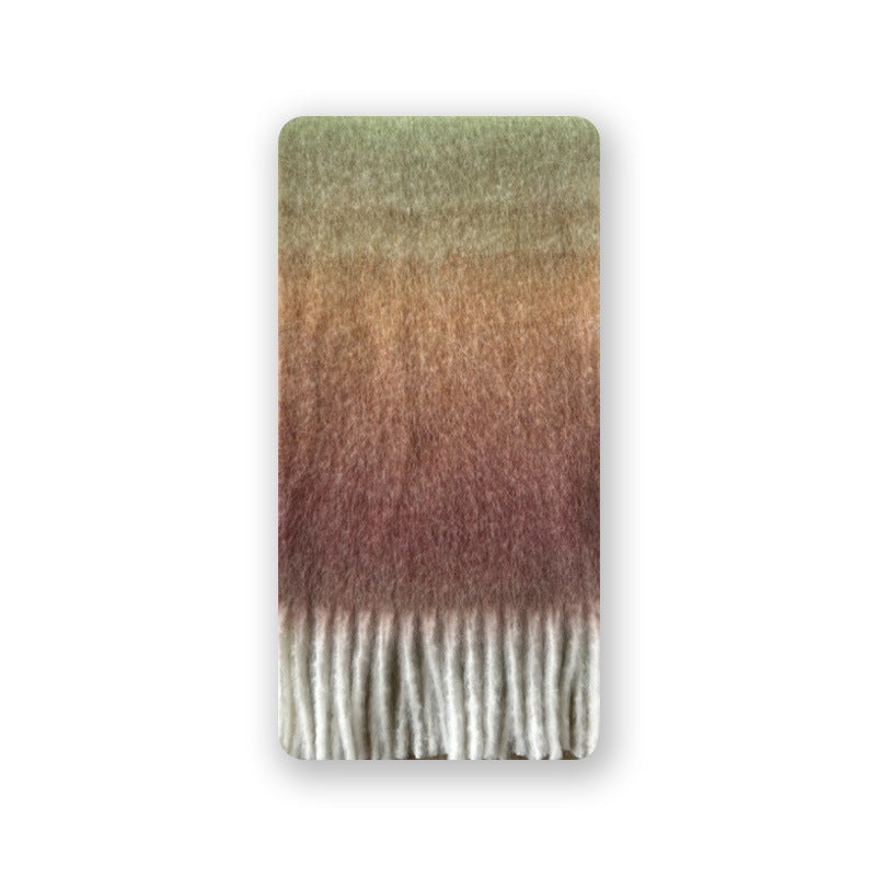 Wool blend gradual change marshmallow fringed scarf women's autumn and winter atmosphere with soft wool scarf
