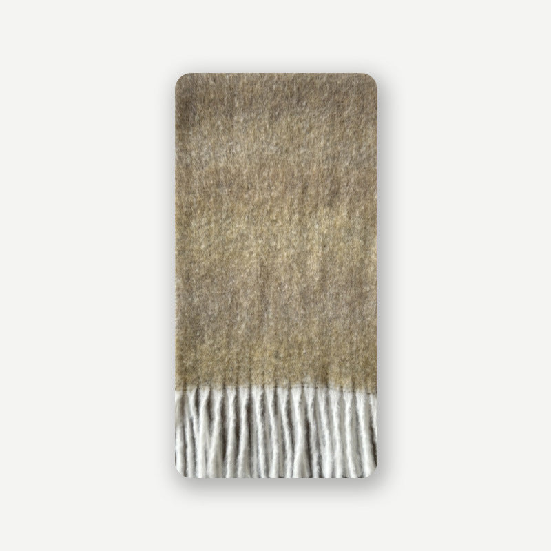 Wool blend gradual change marshmallow fringed scarf women's autumn and winter atmosphere with soft wool scarf