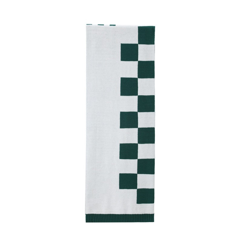 New autumn and winter wool scarf Korean version of male and female student couple plaid knitted scarf