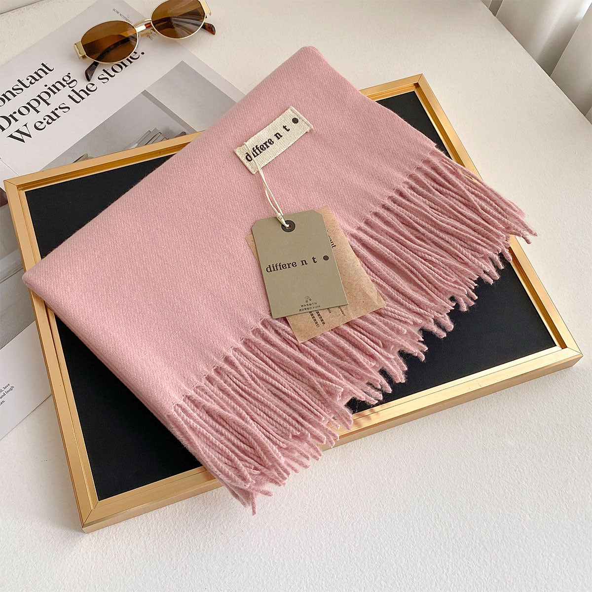 2025 Winter Imitation Cashmere Solid Color Scarf Women's Medium and Long Warm Scarf Shawl