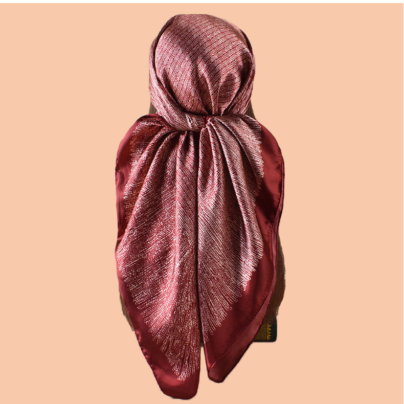 New 90cm-color geometric dot distribution printed square scarf with sunscreen bag head silk scarf decorative scarf