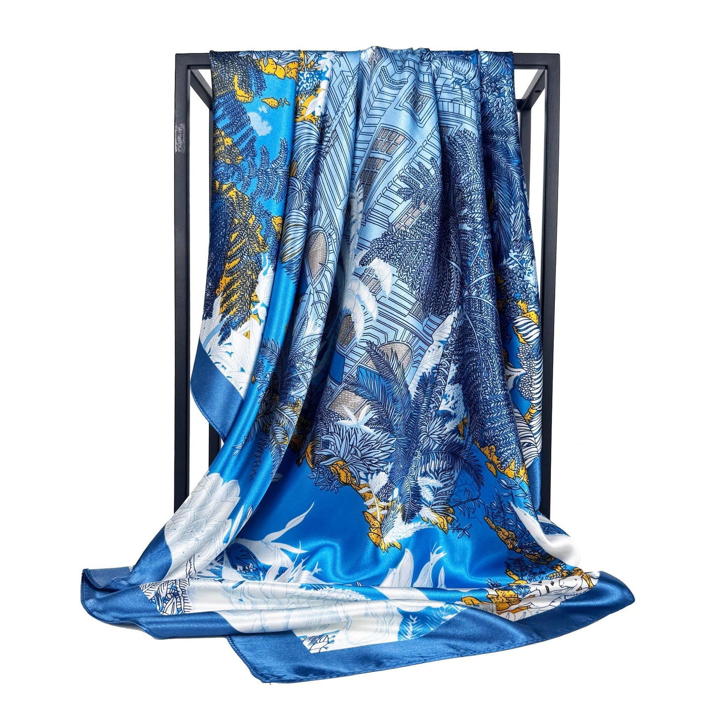 Fashion versatile fragrant cloud cashew pattern, imitation silk satin satin 90cm large square towel, ethnic women's headscarf