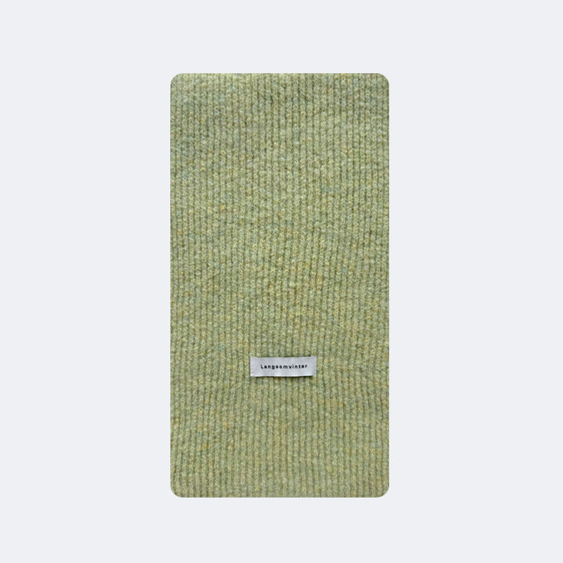 Wool blended solid color classic drawstring knitted scarf women's winter soft waxy Korean atmosphere wool scarf