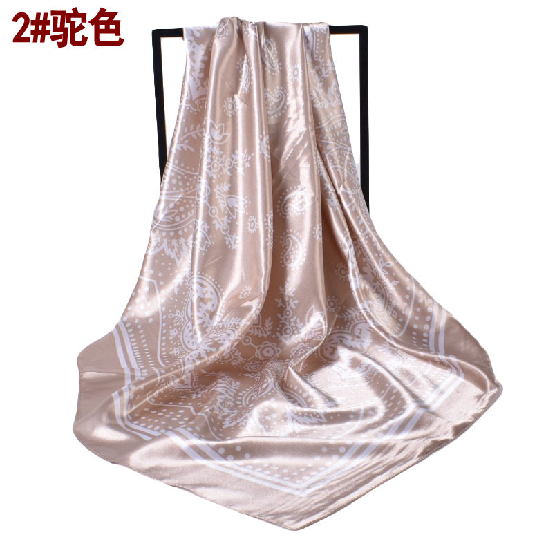 Spring new retro paisley pattern printed 90cm square silk scarf, European and American fashion scarf