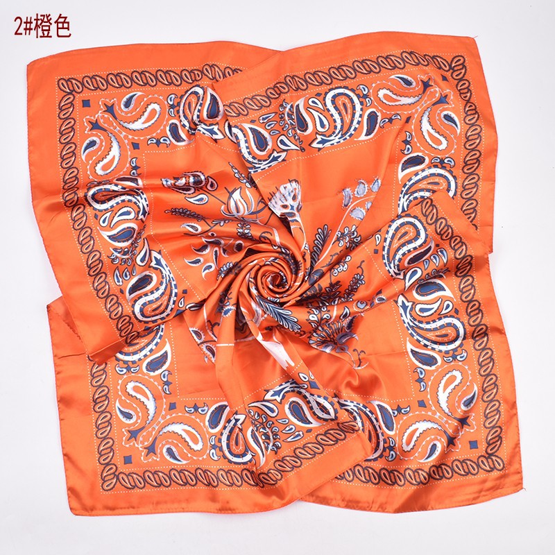 Fashion retro cashew flower simulation silk 90 satin women's printing versatile decorative large square scarf scarf headscarf