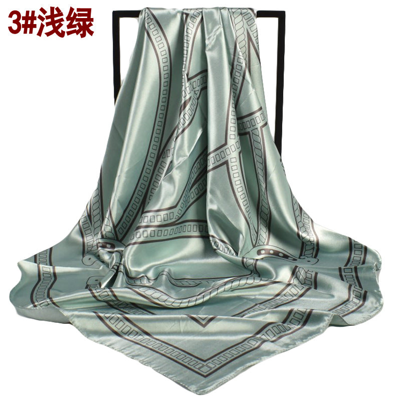 Spring New Fashion Stripe 90cm Generous Silk Scarf Women's Year