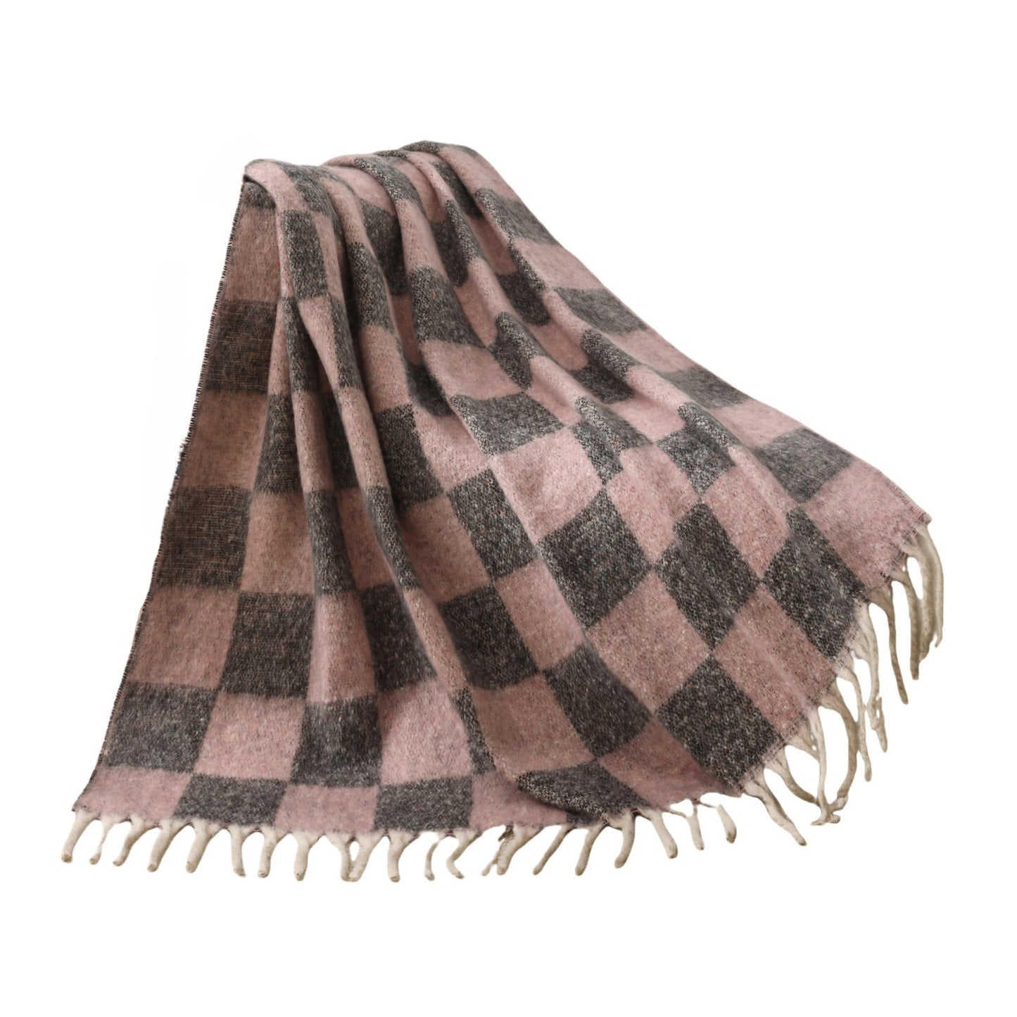 Blanket new European, American autumn and winter imitation mohair thickened checkered large shawl jacquard blanket