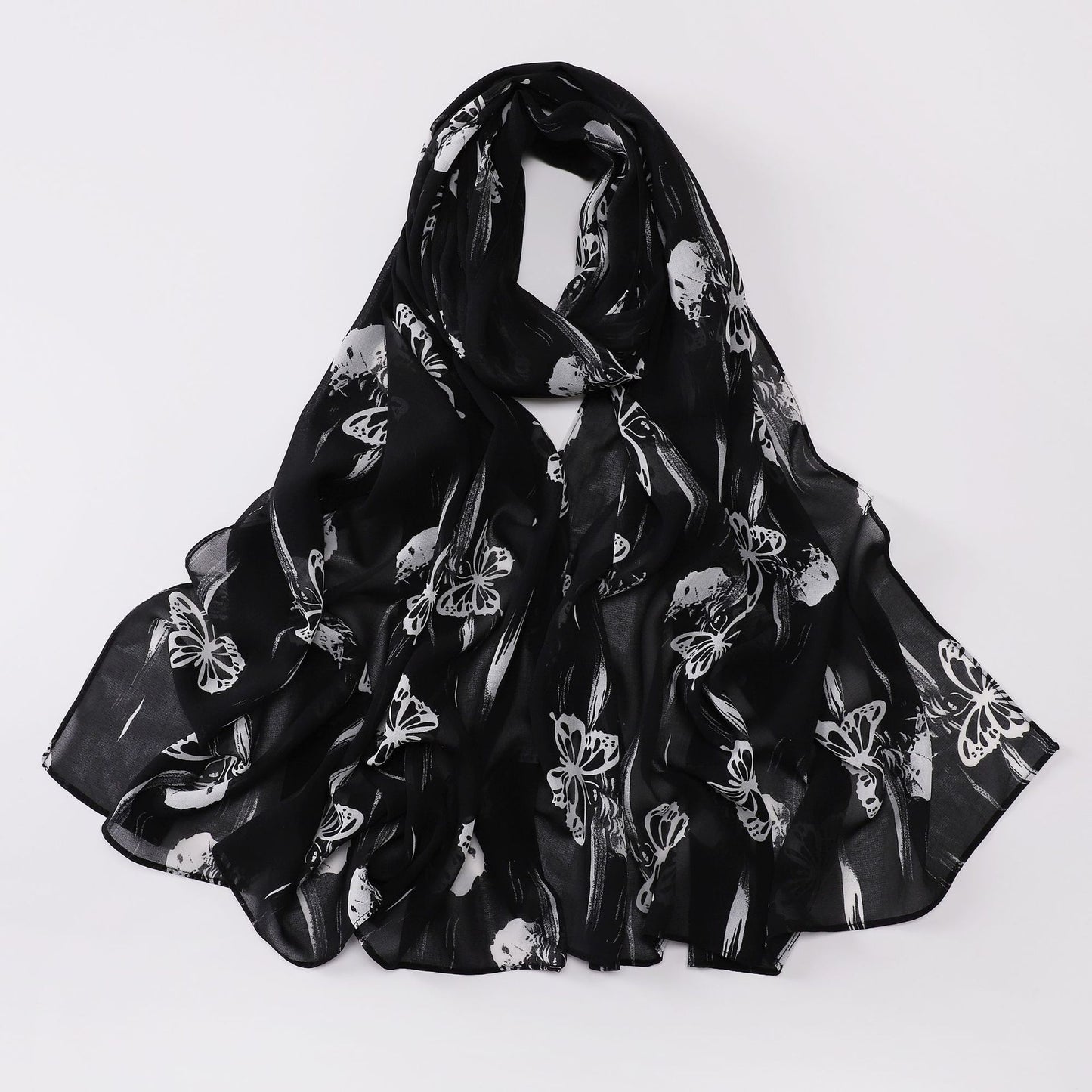 Spring pearl chiffon print floral scarf middle east headscarf yarn oil painting style hijab