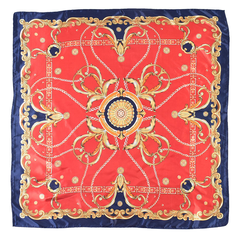 Autumn and winter new European and American retro chain women's 90cm-color diced versatile decorative imitation silk large square scarf women