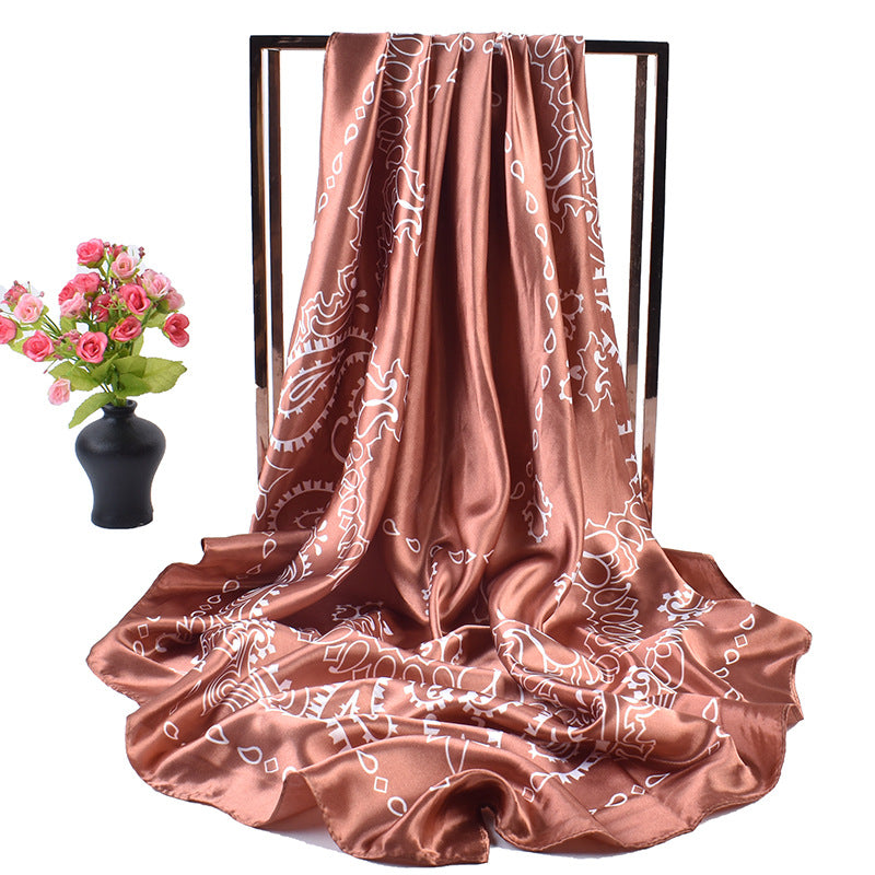 New fashionable and elegant twin cashew flower small water drop pattern 90-color large square scarf headscarf scarf silk scarf