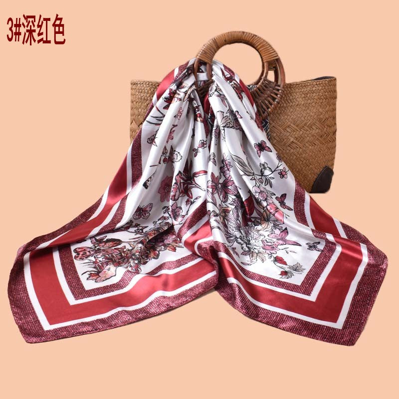 2025 Spring and Summer Butterfly Flying Printed Versatile Decorative Scarf Headscarf Silk Scarf 90 High Quality Satin Square Scarf