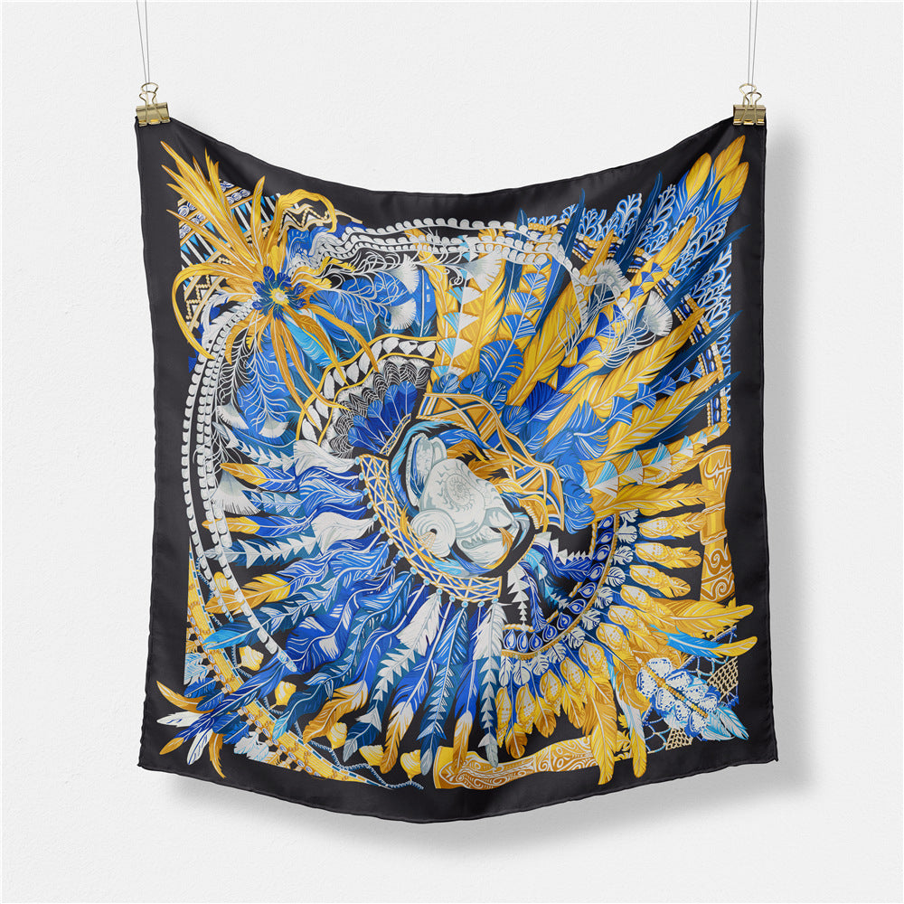 European and American fashion digital printing scarf 53cm small square scarf, women's versatile and elegant scarf tied hair band