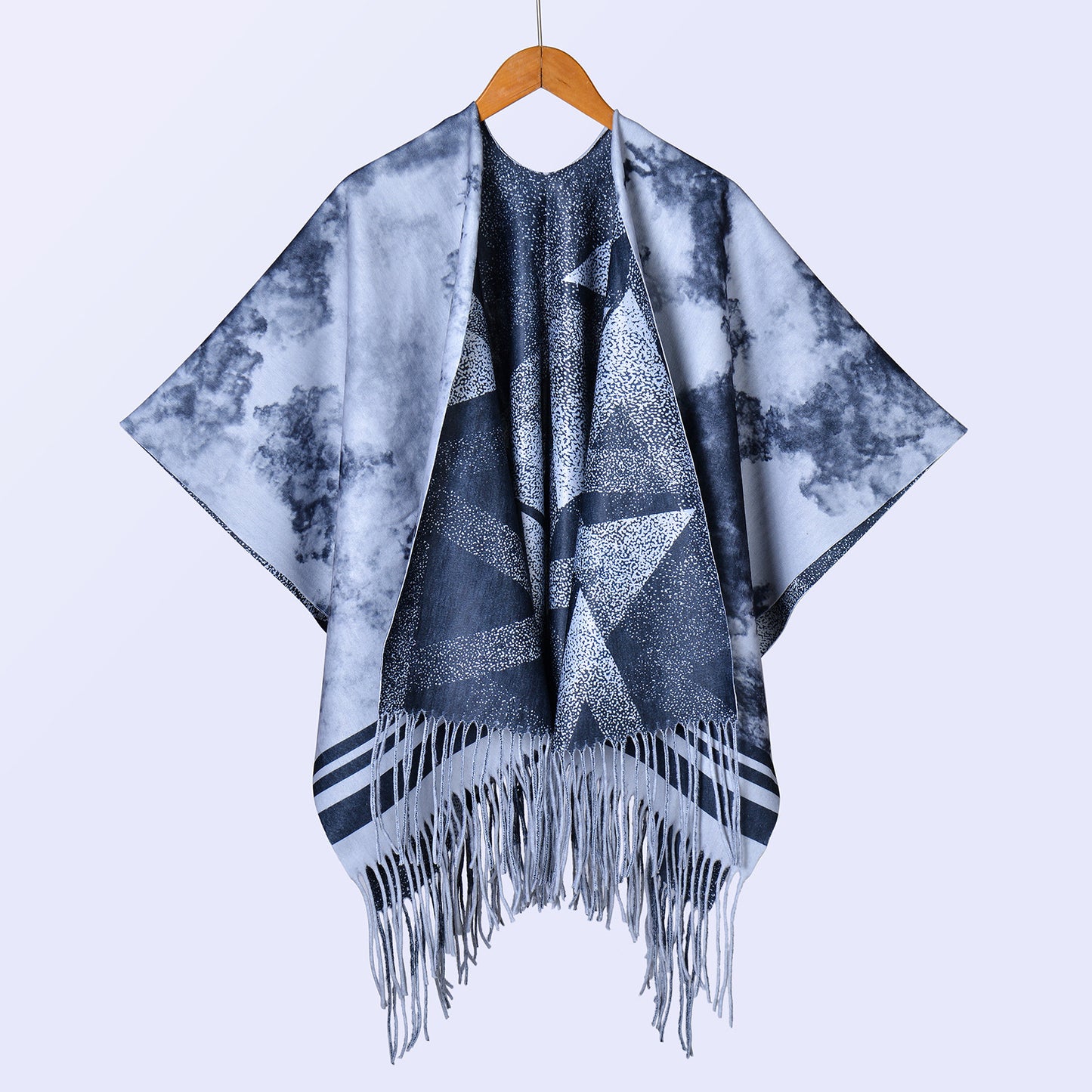New ethnic style ink double-sided thickened shawl with women's autumn and winter retro high-end photo shawl large cape