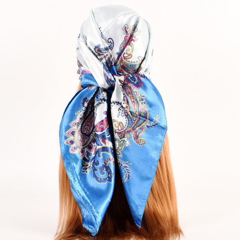 Fashion women's autumn and winter new large cashew flower large square scarf silk scarf, printed fashion headscarf