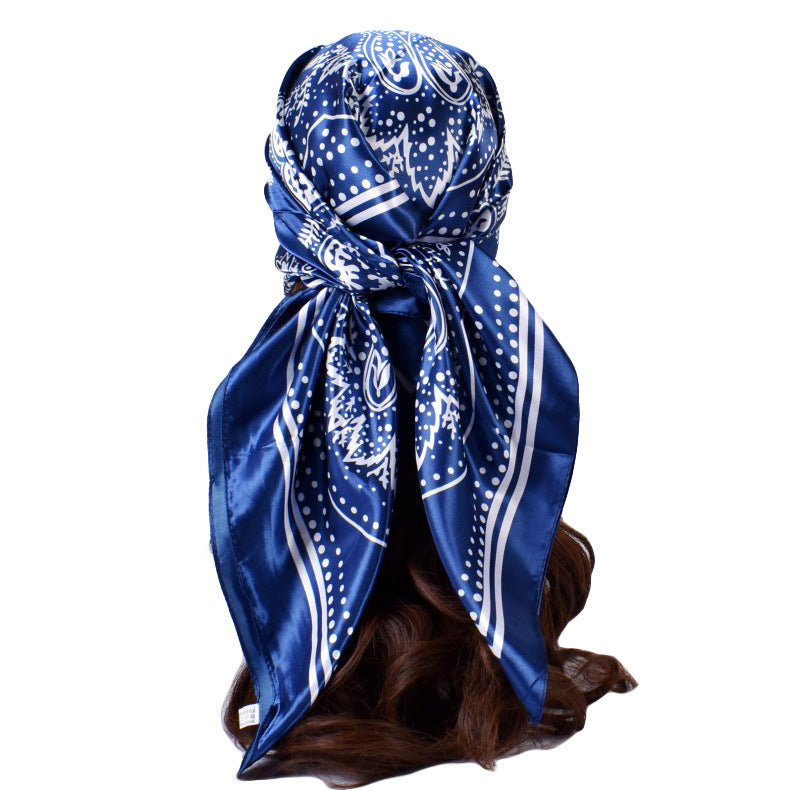 Spring new retro paisley pattern printed 90cm square silk scarf, European and American fashion scarf
