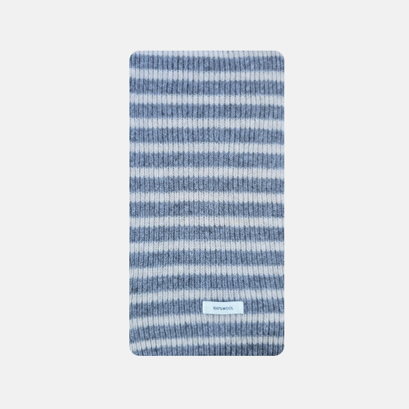 Selected Australian 100% pure wool scarf women's winter bai with soft atmosphere striped scarf Korean version