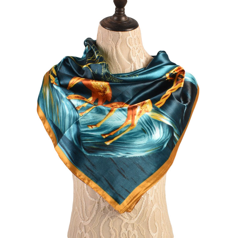 Spring and Autumn New Fashion "Deer" Printing 90 Generous Silk Scarf Women