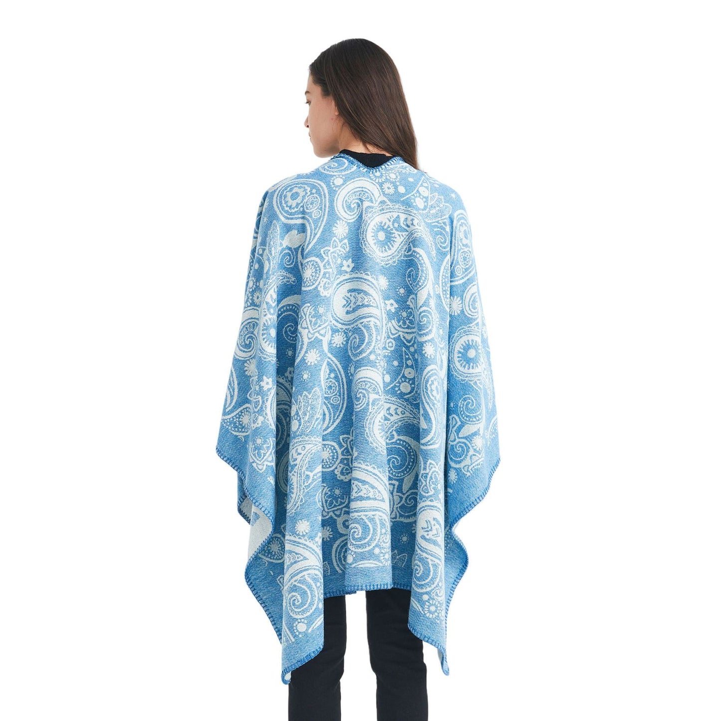 Europe, America Spring Autumn Winter 2025 New Women's Wool Jacquard Cashew Flower Shawl