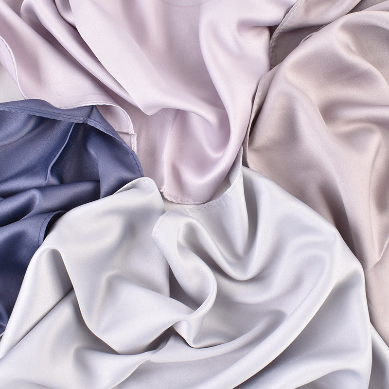 Autumn and winter new Malaysian imitation silk matte satin monochrome solid color 90 plain simple square towel batch