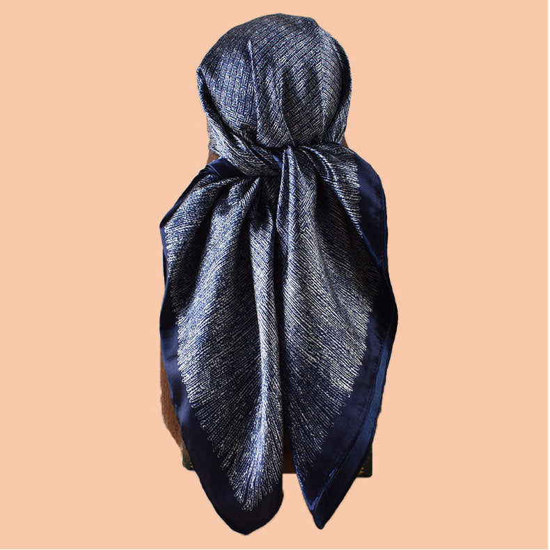 New 90cm-color geometric dot distribution printed square scarf with sunscreen bag head silk scarf decorative scarf