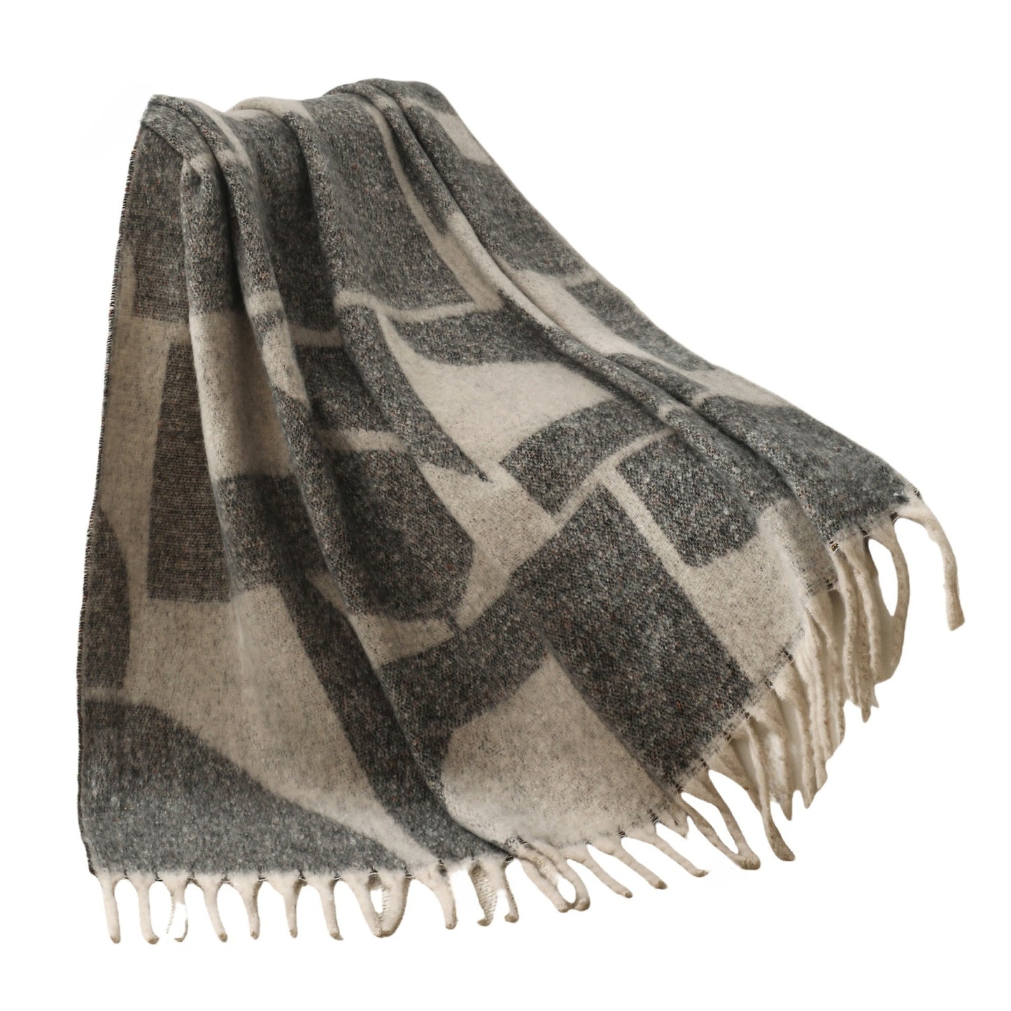 Blanket new European and American autumn and winter imitation mohair thickened geometric large shawl jacquard blanket