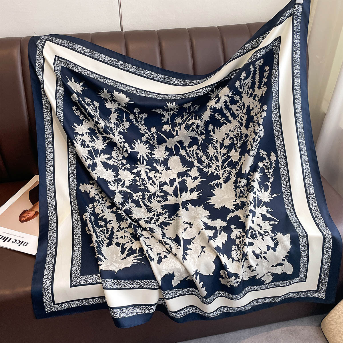 New retro fashion printed 90 square scarves women's spring and autumn thin versatile scarf multi-functional windproof shawl