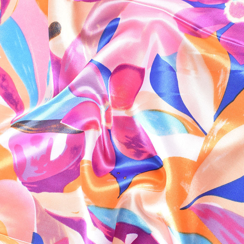 Autumn and winter new colorful graffiti flowers and leaves 90cm satin silk scarves large square scarves versatile retro printing women