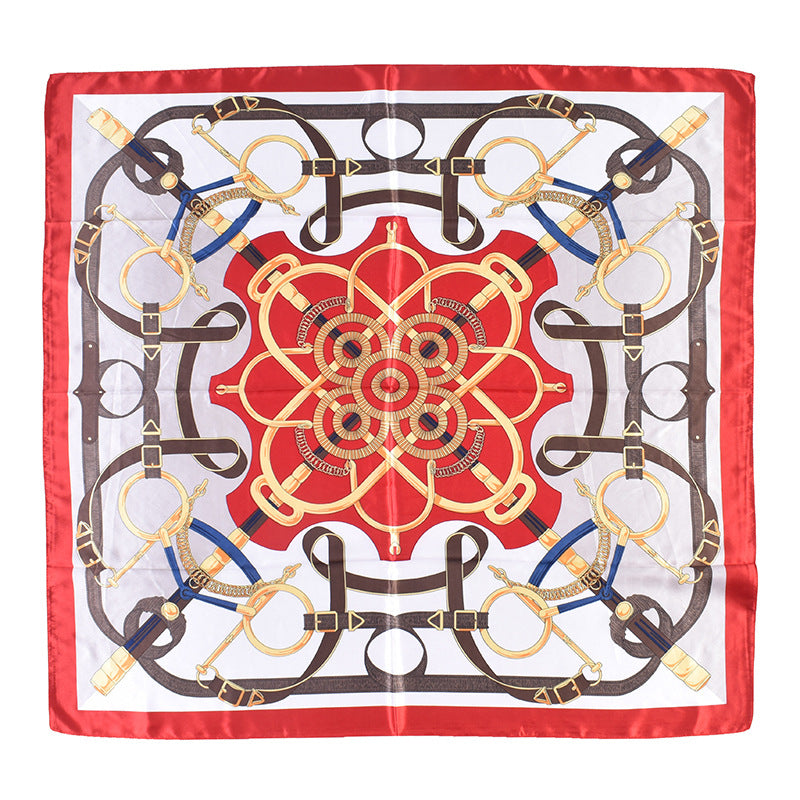 New fashionable ring chain buckle pattern printing high-quality 90 * 90 color square towel