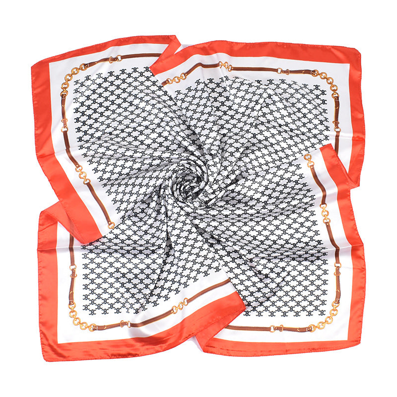 New chain, Arc de Triomphe pattern, universal in all seasons, fashionable 90-color square scarf, headscarf, scarf, silk scarf.