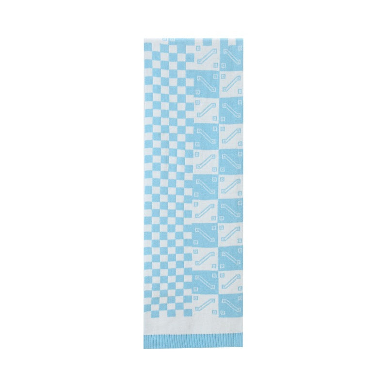 New autumn and winter wool scarf Korean version of male and female student couple acrylic knitted plaid scarf