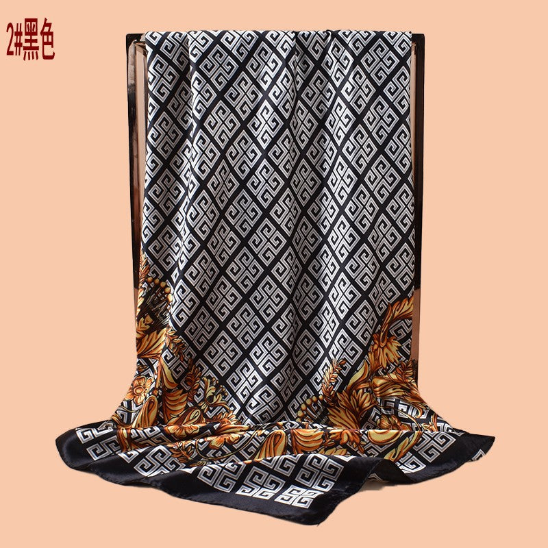 2025 new 90-color beautiful peacock versatile printed square scarf with sunscreen, bag head silk scarf decoration, scarf