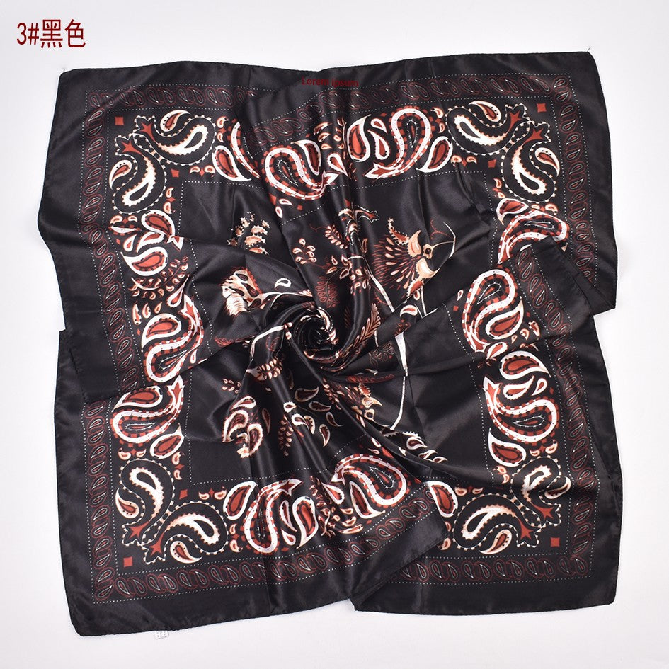 Fashion retro cashew flower simulation silk 90 satin women's printing versatile decorative large square scarf scarf headscarf