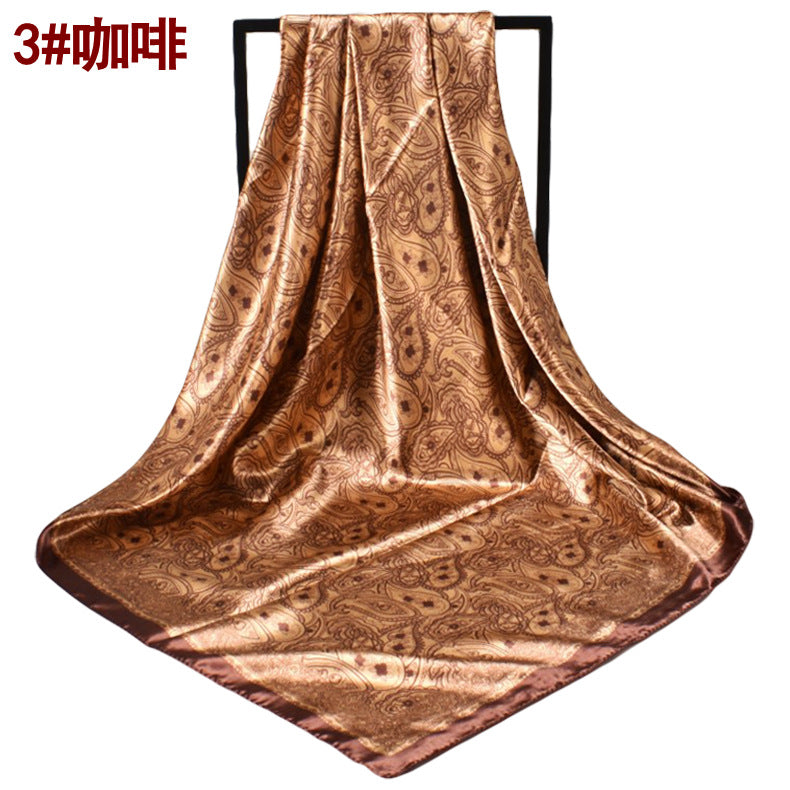 Spring new 90cm-satin small cashew square silk scarf, European and American fashion paisley scarft retro