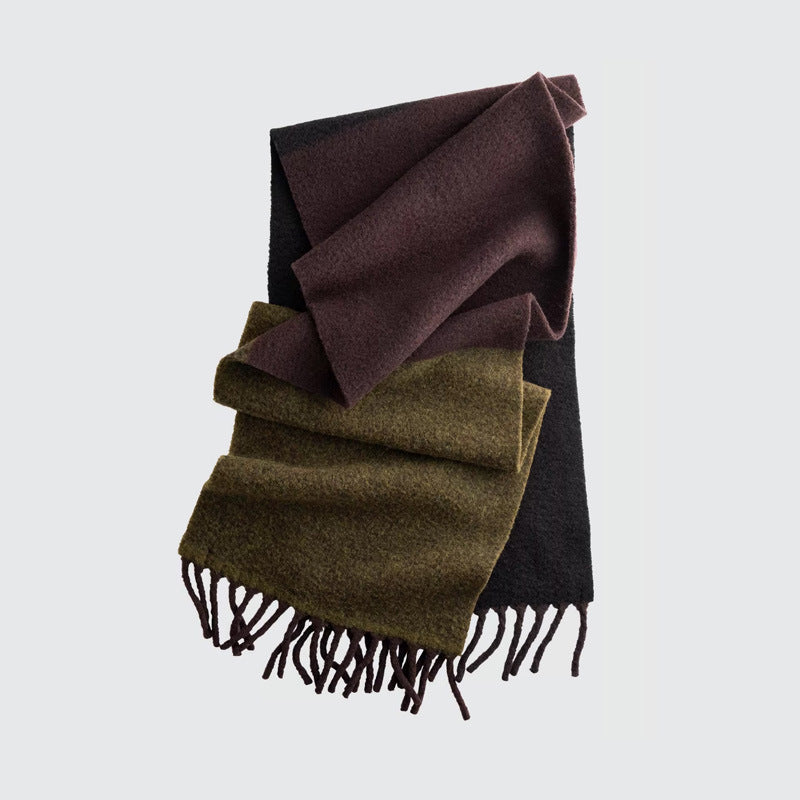 U designer style contains 35% wool scarf women's color matching in winter to increase the soft atmosphere neutral scarf flat replacement