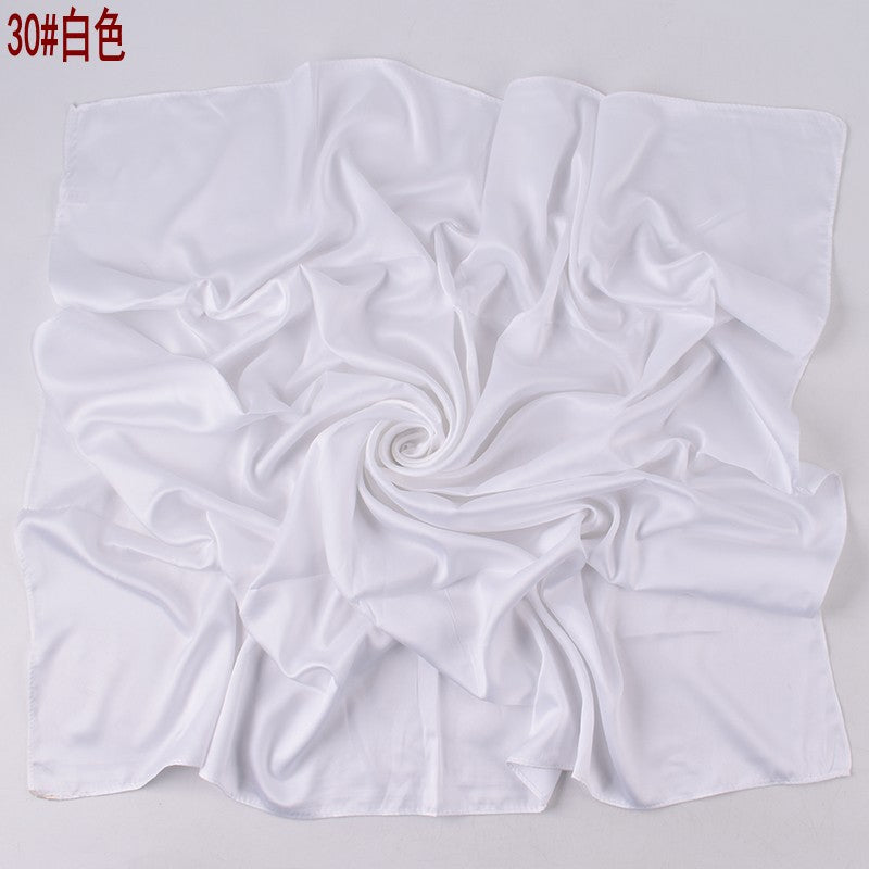 Autumn and winter new Malaysian imitation silk matte satin monochrome solid color 90 plain simple square towel batch