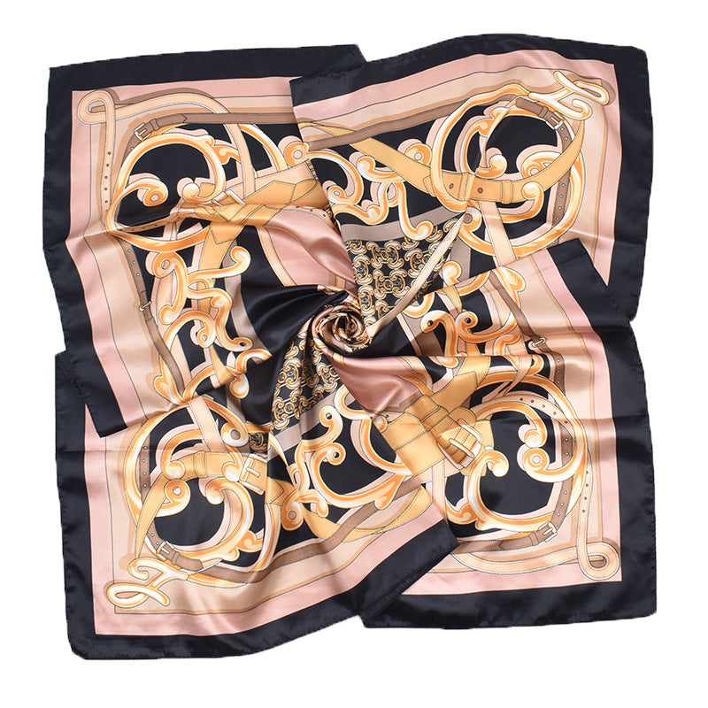Classic chain printing imitation silk 90 satin women's versatile decorative large square scarf scarf headscarf