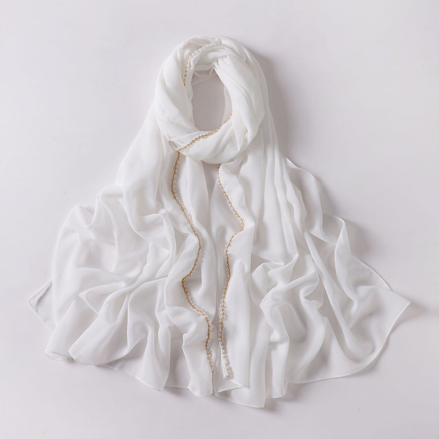 75D pearl chiffon double chain beaded scarf Malaysian headscarf Middle East Africa hijab