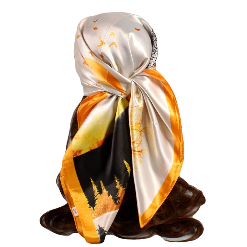 Spring and Autumn New Fashion "Deer" Printing 90 Generous Silk Scarf Women