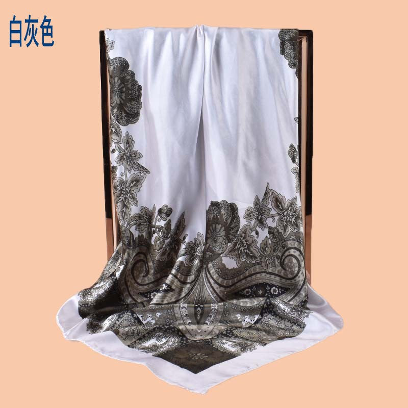 Spring new versatile big cashew 90cm square scarf silk scarf, classic retro printed scarf scarf