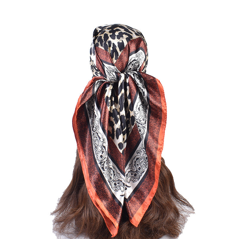 Fashion leopard print cashew pattern print 90 satin large square scarf, headscarf, scarf