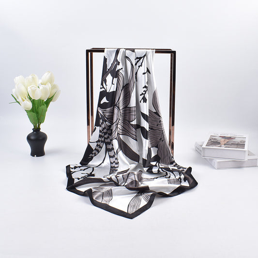 New retro flower 90 satin women's decorative large square scarf scarf headscarf