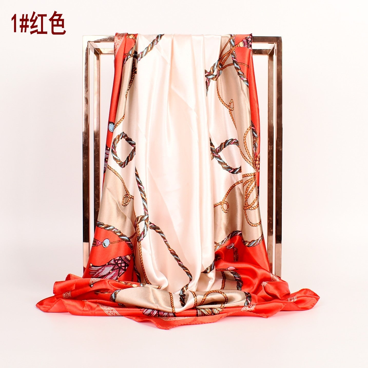 New fashionable and elegant knot pattern printing 90-color square scarf, headscarf, scarf, silk scarf.