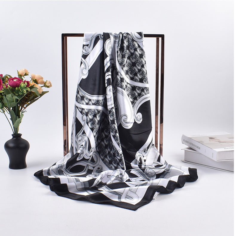 Classic chain printing imitation silk 90 satin women's versatile decorative large square scarf scarf headscarf