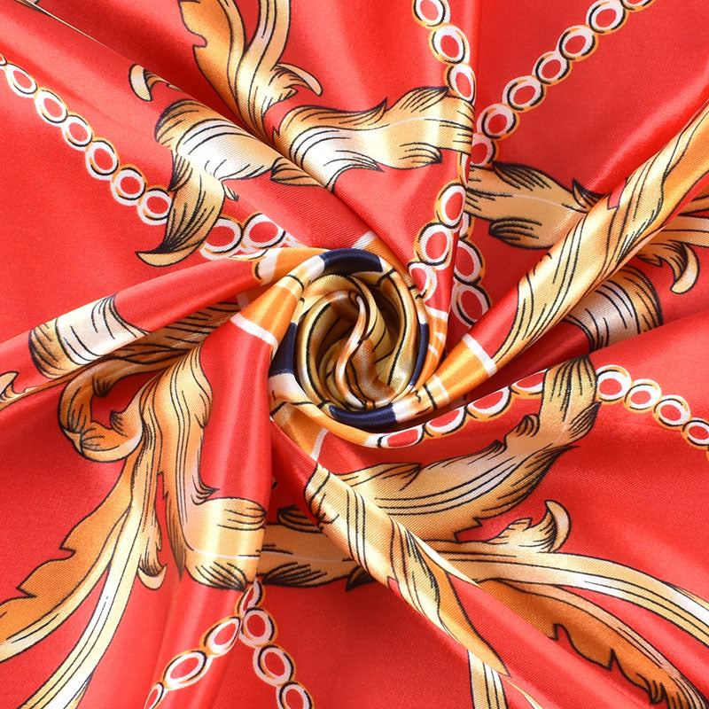 Autumn and winter new European and American retro chain women's 90cm-color diced versatile decorative imitation silk large square scarf women