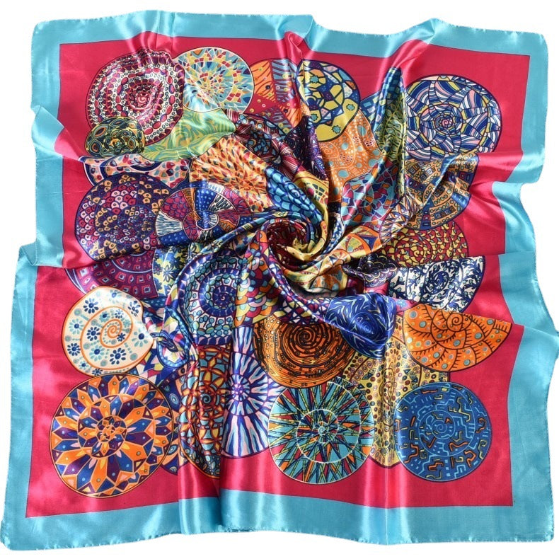 90cm * 90cm summer new retro ethnic printing satin women, silk scarves, scarves, one piece hair